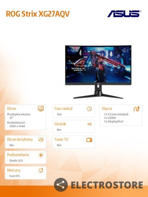 Asus Monitor 27 cali ROG Strix XG27AQV Asus Monitor 27 cali ROG Strix XG27AQV