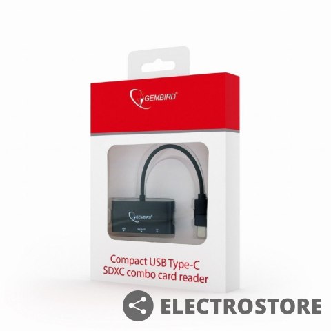 Gembird Czytnik kart na USB-C SDXC/combo/czarny Gembird Czytnik kart na USB-C SDXC/combo/czarny