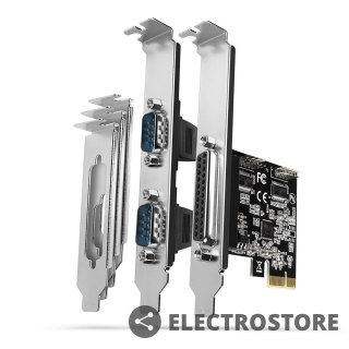 AXAGON PCEA-PSN Kontroler PCIe 1x port równoległy LPT + 2x port szeregowy RS232 250 kbps, w zestawie SP & LP