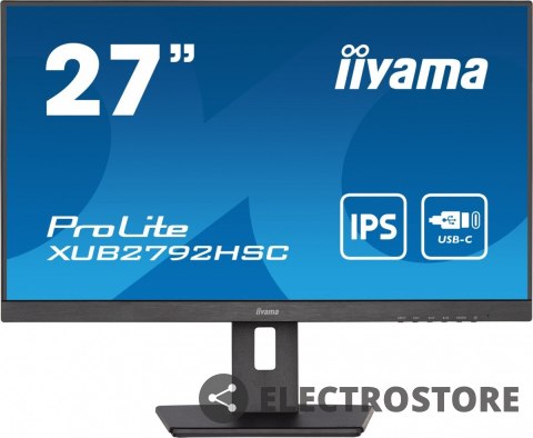 IIYAMA Monitor 27 cali XUB2792HSC-B5 IPS,FHD,USB-C,HDMI,DP,USB3.0,HAS(150mm)