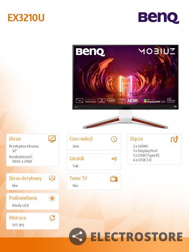 Benq Monitor 32 cale EX3210U 4K LED 2ms/IPS/4K/HDMI/DP/GŁOŚNIKI