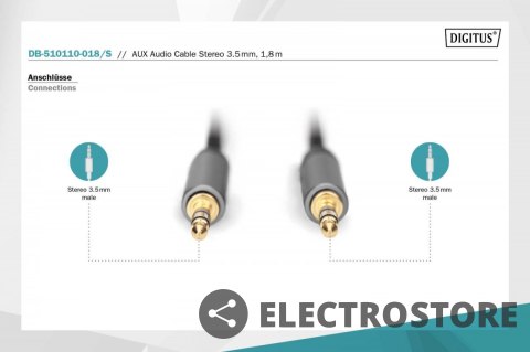 Digitus Kabel połączeniowy audio MiniJack Stereo Typ 3.5mm/3.5mm M/M nylon 1,8m Digitus Kabel połączeniowy audio MiniJack Stereo Typ 3.5mm/3.5mm M/M nylon 1,8m