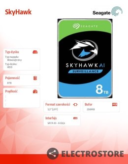 Seagate Dysk SkyHawk 8TB 3,5 cali 256MB ST8000VX010