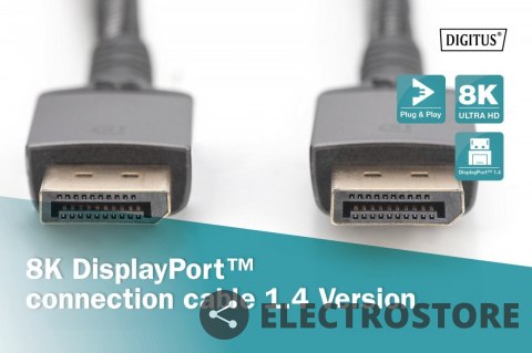 Digitus Kabel połączeniowy PREMIUM DisplayPort 8K60Hz UHD DP/DP M/M 2m Czarny Digitus Kabel połączeniowy PREMIUM DisplayPort 8K60Hz UHD DP/DP M/M 2m Czarny