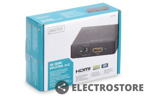 Digitus Rozdzielacz/Splitter HDMI 2-portowy, 4K 30Hz UHD 3D, HDCP 1.3, audio Digitus Rozdzielacz/Splitter HDMI 2-portowy, 4K 30Hz UHD 3D, HDCP 1.3, audio
