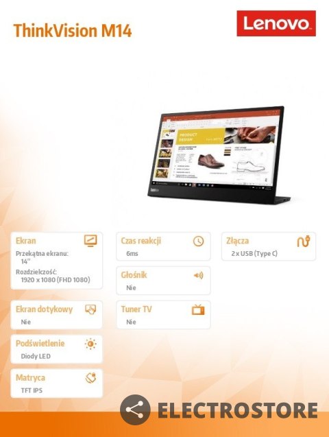 Lenovo Monitor 14.0 ThinkVision M14d WLED LCD 63AAUAT6WL Lenovo Monitor 14.0 ThinkVision M14d WLED LCD 63AAUAT6WL