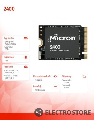 Micron Dysk SSD 2400 1TB NVMe M.2 22x30mm