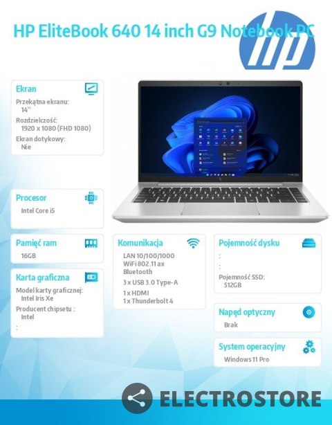 HP Inc. Notebook EliteBook 640 G9 i5-1235U 512GB/16GB/W11P/14.0 81M83AA HP Inc. Notebook EliteBook 640 G9 i5-1235U 512GB/16GB/W11P/14.0 81M83AA