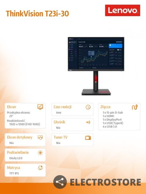Lenovo Monitor 23.0 ThinkVision T23i-30 WLED LCD 63B2MAT6EU Lenovo Monitor 23.0 ThinkVision T23i-30 WLED LCD 63B2MAT6EU