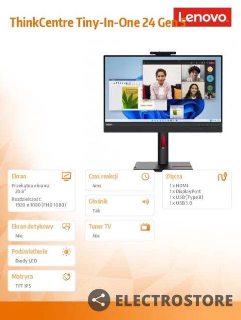 Lenovo Monitor 23.8 ThinkCentre Tiny-in-One 24 Gen 5 WLED with Webcam 12NAGAT1EU Lenovo Monitor 23.8 ThinkCentre Tiny-in-One 24 Gen 5 WLED with Webcam 12NAGAT1EU