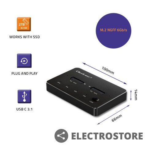 Qoltec Stacja dokujca dysków 2x SSD M.2 SATA | NGFF | USB typ C Qoltec Stacja dokujca dysków 2x SSD M.2 SATA | NGFF | USB typ C