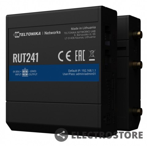 TELTONIKA Router LTE RUT241 (Cat 4), 2G, WiFi, Ethernet