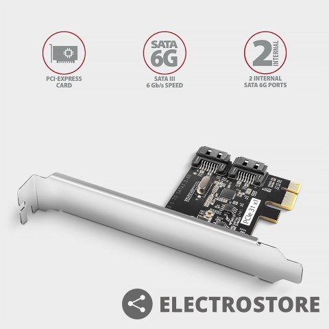AXAGON PCES-SJ2 Kontroler PCIe 2x wewnętrzny port SATA 6G, chipset JMB582 SP & LP AXAGON PCES-SJ2 Kontroler PCIe 2x wewnętrzny port SATA 6G, chipset JMB582 SP & LP