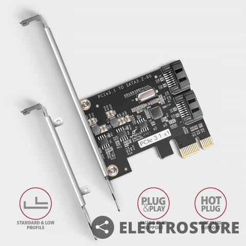 AXAGON PCES-SJ2 Kontroler PCIe 2x wewnętrzny port SATA 6G, chipset JMB582 SP & LP AXAGON PCES-SJ2 Kontroler PCIe 2x wewnętrzny port SATA 6G, chipset JMB582 SP & LP