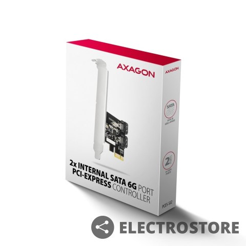 AXAGON PCES-SJ2 Kontroler PCIe 2x wewnętrzny port SATA 6G, chipset JMB582 SP & LP AXAGON PCES-SJ2 Kontroler PCIe 2x wewnętrzny port SATA 6G, chipset JMB582 SP & LP