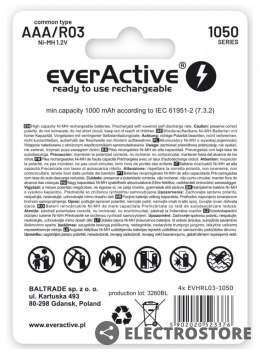 EverActive Akumulatory R03/AAA 550 mAH blister 4 szt. Infinity Line technologia ready to use