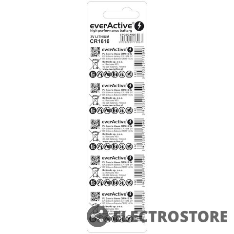 EverActive Baterie litowe mini CR1616 blister 5 sztuk EverActive Baterie litowe mini CR1616 blister 5 sztuk