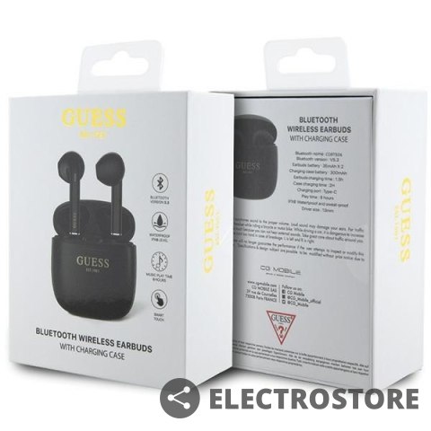 GUESS Słuchawki Bluetooth TWS GUTWST26PSK Czarne GUESS Słuchawki Bluetooth TWS GUTWST26PSK Czarne