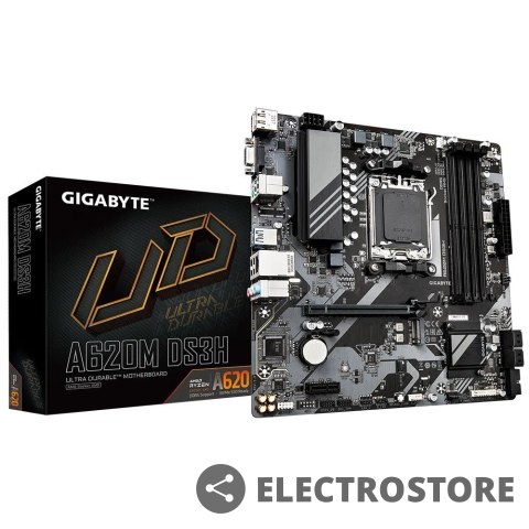 Gigabyte Płyta główna A620M DS3H AM5 4DDR5 HDMI/DP M.2 mATX Gigabyte Płyta główna A620M DS3H AM5 4DDR5 HDMI/DP M.2 mATX