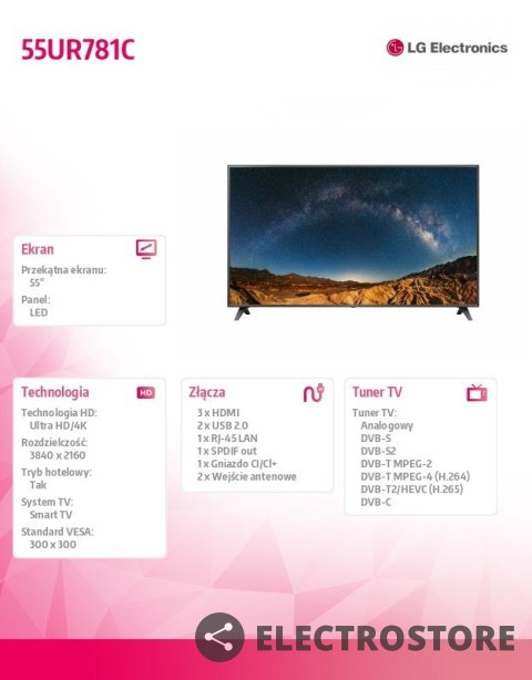 LG Electronics Telewizor LED 55 cali 55UR781C LG Electronics Telewizor LED 55 cali 55UR781C