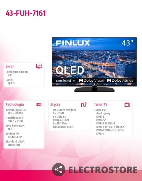 Finlux Telewizor QLED 43 cale 43-FUH-7161 Finlux Telewizor QLED 43 cale 43-FUH-7161