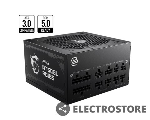 MSI Zasilacz MAG A750GL PCIE5 750W 80PLUS GOLD F.MODULAR MSI Zasilacz MAG A750GL PCIE5 750W 80PLUS GOLD F.MODULAR