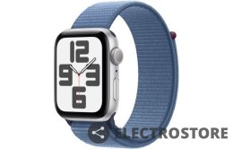 Apple Watch SE GPS, 44mm Koperta z aluminium w kolorze srebrnym z opaską sportową w kolorze zimowego błękitu