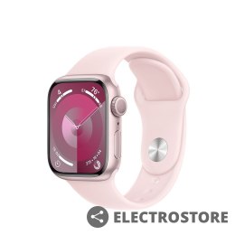Apple Watch Series 9 GPS, 41mm Koperta z aluminium w kolorze różowym z paskiem sportowy w kolorze jasnoróżowym - M/L