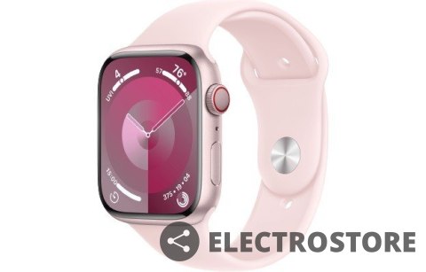 Apple Watch Series 9 GPS + Cellular, 45mm Koperta z aluminium w kolorze różowym z paskiem sportowy w kolorze jasnoróżowym - M/L
