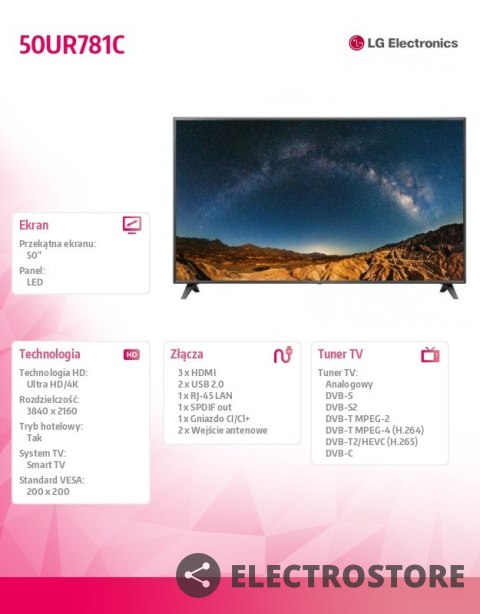 LG Electronics Telewizor LED 50 cali 50UR781C LG Electronics Telewizor LED 50 cali 50UR781C