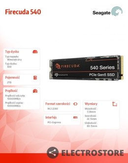 Seagate Dysk SSD Firecuda 540 2TB PCIe M.2