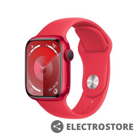 Apple Watch Serie 9 GPS, 41mm Koperta z aluminium z edycji (PRODUCT)RED z paskiem sportowy z edycji (PRODUCT)RED - S/M