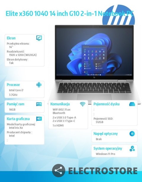 HP Inc. Notebook x360 1040G10 W11P/14 i7-1355U/512/16 81A04EA HP Inc. Notebook x360 1040G10 W11P/14 i7-1355U/512/16 81A04EA