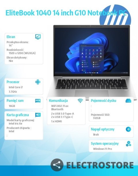 HP Inc. Notebook IE 1040 G10 i7-1355U 512/16/W11P/14 81A02EA HP Inc. Notebook IE 1040 G10 i7-1355U 512/16/W11P/14 81A02EA
