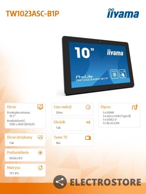 IIYAMA Monitor 10 cali TW1023ASC-B1P 10P.DOT.IPS,ANDROID,WIFI,CAM,MIC,USB IIYAMA Monitor 10 cali TW1023ASC-B1P 10P.DOT.IPS,ANDROID,WIFI,CAM,MIC,USB