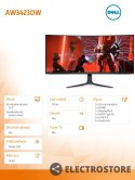 Dell Monitor Alienware AW3423DW 34.1 cali Curved NVIDIA G-Sync Ultimate 175Hz OLED QHD (3440x1440) /21:9/DP/2xHDMI/5xUSB 3.2/3Y AES&P