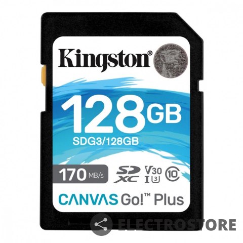 Kingston Karta pamięci SD 128GB Canvas Go Plus 170/90MB/s CL10 U3 V30