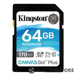 Kingston Karta pamięci SD 64GB Canvas Go Plus 170/70MB/s CL10 U3 V30