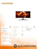 AOC Monitor 34 cale CU34G2XE 34 cale VA Zakrzywiony 144Hz HDMI DP