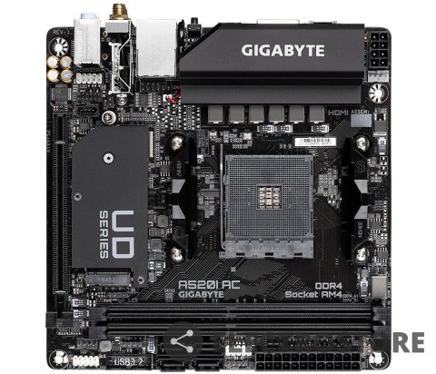 Gigabyte Płyta główna A520I AC AM4 2DDR4 DP/2HDMI mITX Gigabyte Płyta główna A520I AC AM4 2DDR4 DP/2HDMI mITX