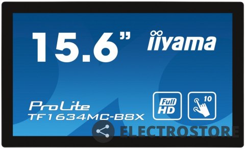 IIYAMA Monitor 15.6 cala TF1634MC-B8X IPS,poj.10pkt.450cd,IP65,7H,HDMI,DP