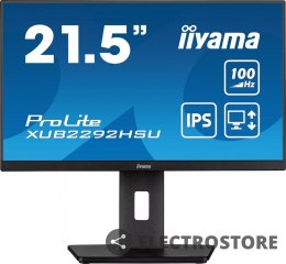 IIYAMA Monitor 21.5 cala XUB2292HSU-B6 IPS,100Hz,FreeSync,PIVOT,0.4ms,HDMI, DP,4xUSB(3.2),2x2W,HAS(150mm)