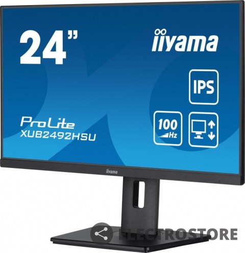 IIYAMA Monitor 23.8 cala XUB2492HSU-B6 IPS,HDMI,DP,100Hz,PIVOT,USB,HAS/150mm IIYAMA Monitor 23.8 cala XUB2492HSU-B6 IPS,HDMI,DP,100Hz,PIVOT,USB,HAS/150mm