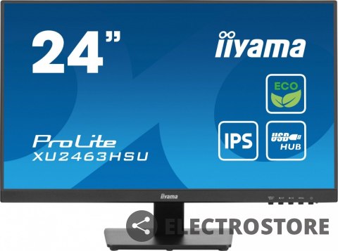 IIYAMA Monitor 24 cale XU2463HSU-B1 IPS,100HZ,ECO,3ms,SLIM,HDMI,DP,2x USB3.2 ,TCO,EPEAT