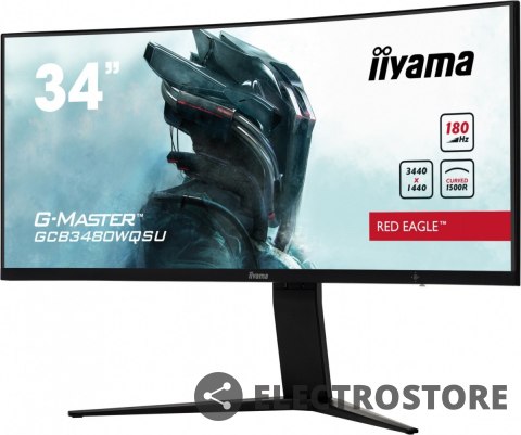 IIYAMA Monitor 34 cale GCB3480WQSU-B1 VA,UWQHD,180HZ,0.4ms,1500R(Curved), 2xHDMI,2xDP,2xUSB 3.2,2x3W,HDR400,HAS(110mm),VESA(100x100mm IIYAMA Monitor 34 cale GCB3480WQSU-B1 VA,UWQHD,180HZ,0.4ms,1500R(Curved), 2xHDMI,2xDP,2xUSB 3.2,2x3W,HDR400,HAS(110mm),VESA(100x100mm