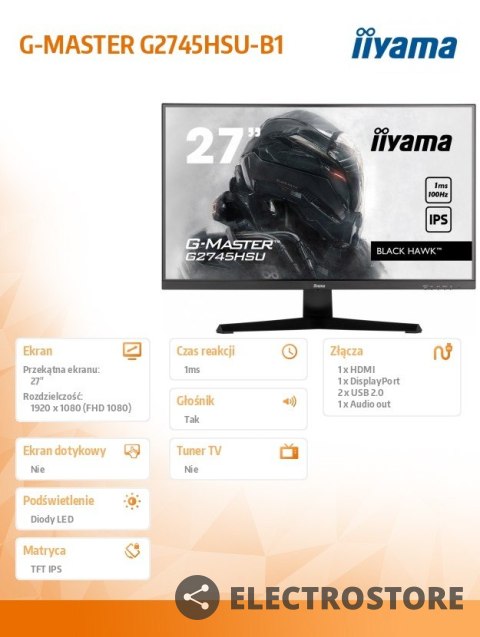 IIYAMA Monitor G-Master G2745HSU-B1 27 cali G2745HSU-B1 IPS,FHD,100Hz,1ms,2xUSB,2x2W,FreeSync IIYAMA Monitor G-Master G2745HSU-B1 27 cali G2745HSU-B1 IPS,FHD,100Hz,1ms,2xUSB,2x2W,FreeSync