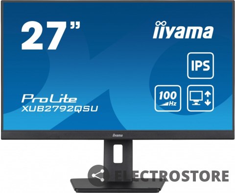 IIYAMA Monitor ProLite XUB2792QSU-B6 27 cali IPS,QHD,HAS(150mm),100Hz,4xUSB3.2,SLIM