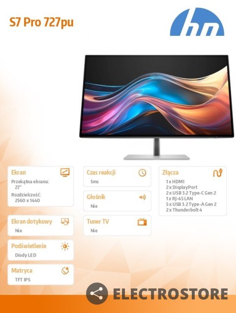 HP Inc. Monitor 27 cali S7 Pro 727pu QHD TB4 8J9E6AA HP Inc. Monitor 27 cali S7 Pro 727pu QHD TB4 8J9E6AA