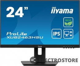 IIYAMA Monitor 23.8 cala ProLite XUB2463HSU-B1 IPS,100HZ,ECO,3ms,SLIM,HDMI,DP,2x USB3.22x2W,HAS(150mm),TCO,EPEAT