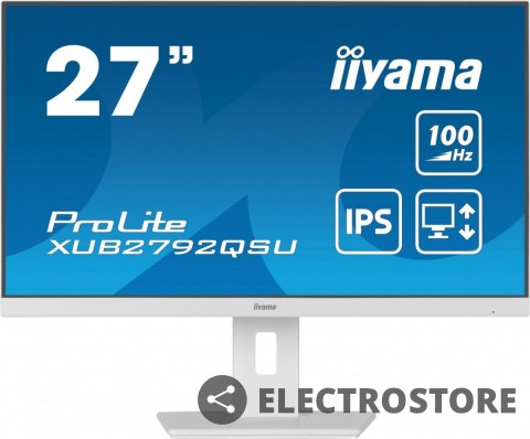 IIYAMA Monitor 27 cali ProLite XUB2792QSU-W6 IPS,QHD,HAS(150mm),100Hz,4xUSB3.2,SLIM